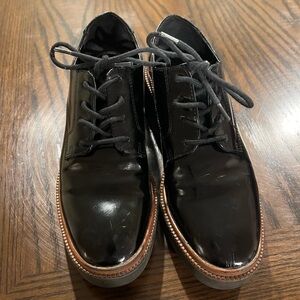 Zara Womens Size 36 Black Patent Leather Oxford Lace Up Loafers